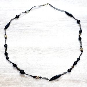 Cookie Lee Long Elegant Black Beaded Necklace Fashion Jewelry